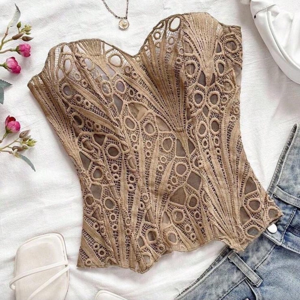 Lace Corset Bustier with Back Lace-Up
